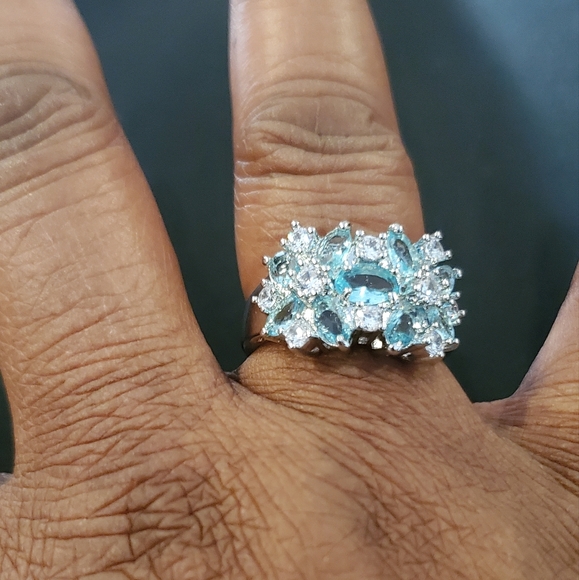 FREE Beautiful 925 Sterling Silver Sapphire & White Topaz Gemstones Ring - Picture 11 of 12